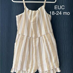 Janie and Jack Cream, Tan & Gold Stripe Romper
